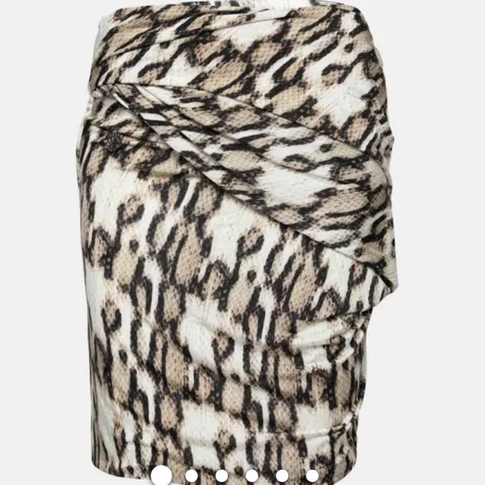 JUST CAVALLI multicolor snakeskin print jersey draped skirt